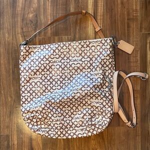 Coach Tan and Brown Signature Shoulder Bag